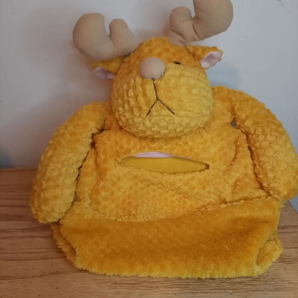 Vintage Plush Moose Tissue Box Holders / Cover Mustard Yellow